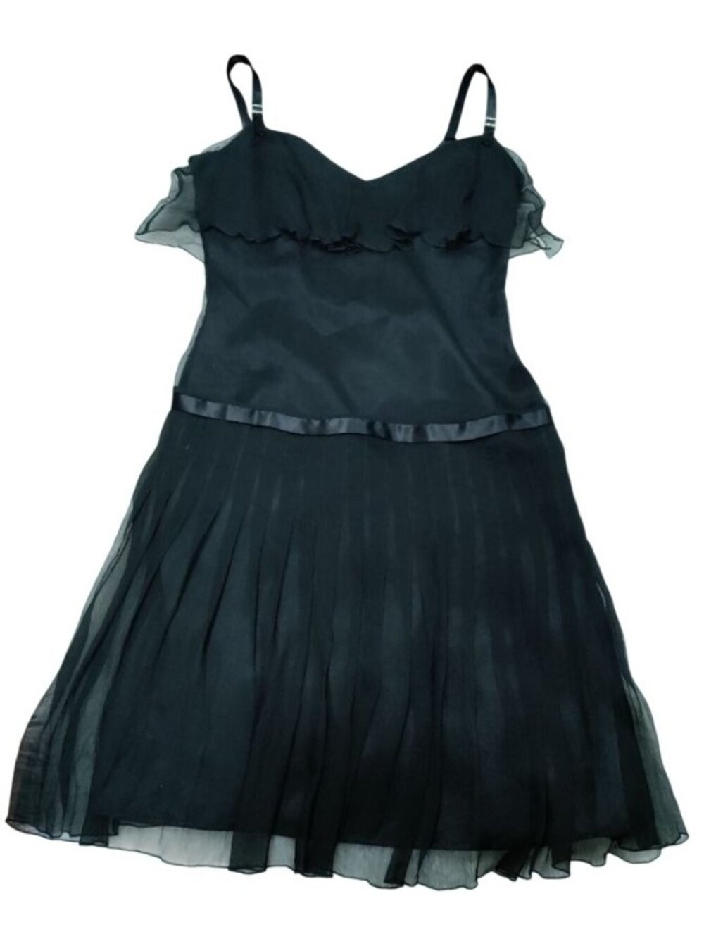 Laundry By Shelli Segal Whimsy Goth Twee Ribbon Waist Silk Dress Women's Size 2 - Picture 2 of 10